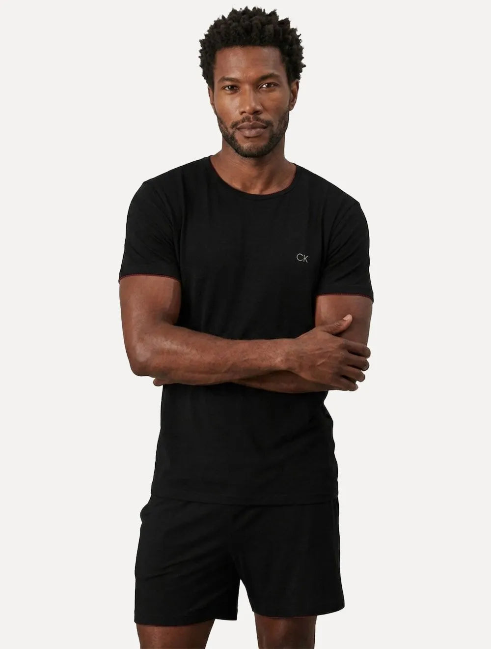 Pijama Calvin Klein Curto Bermuda Modal CK Logo Grande Preto