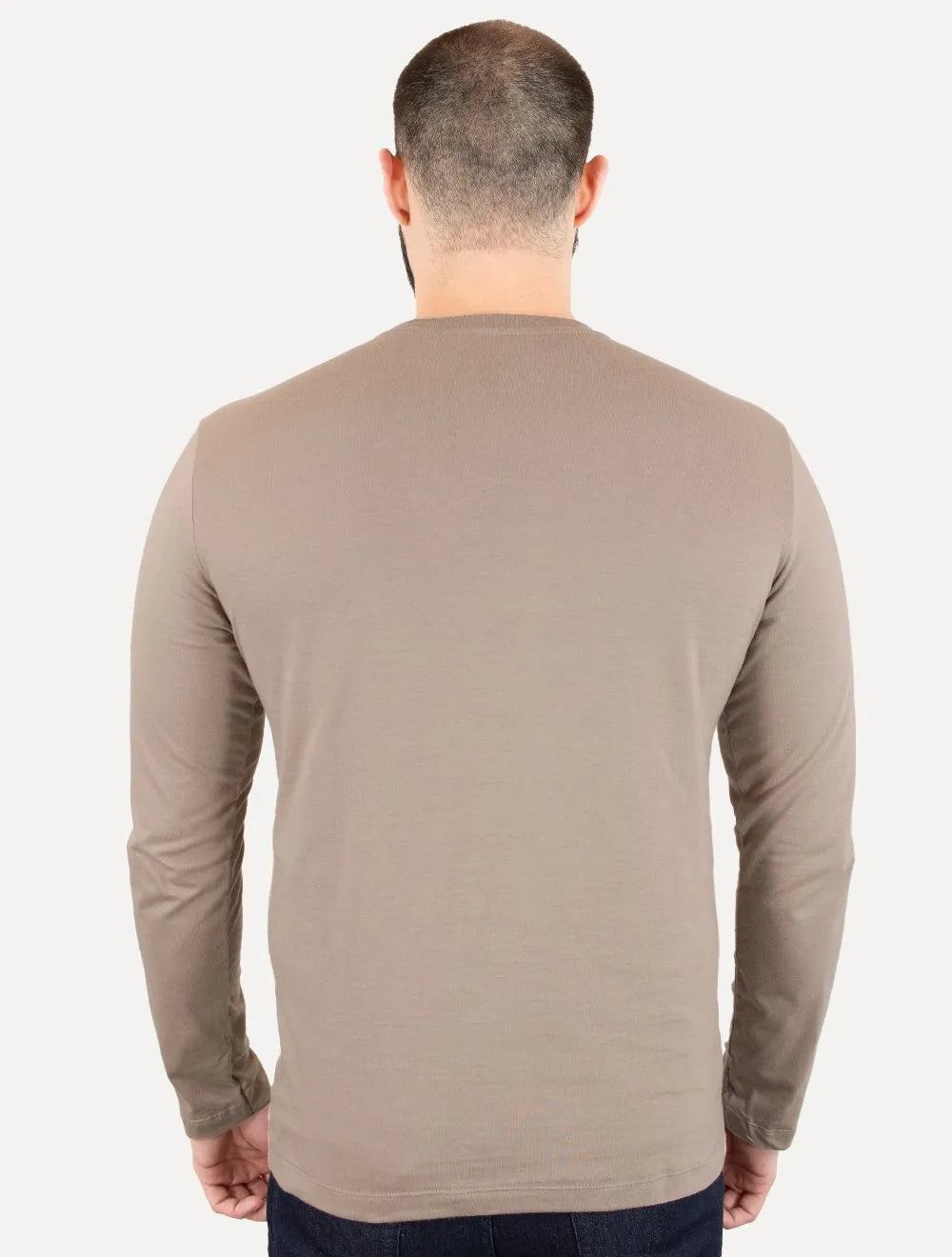 Camiseta Calvin Klein Masculina Meia Malha CK Cáqui Médio
