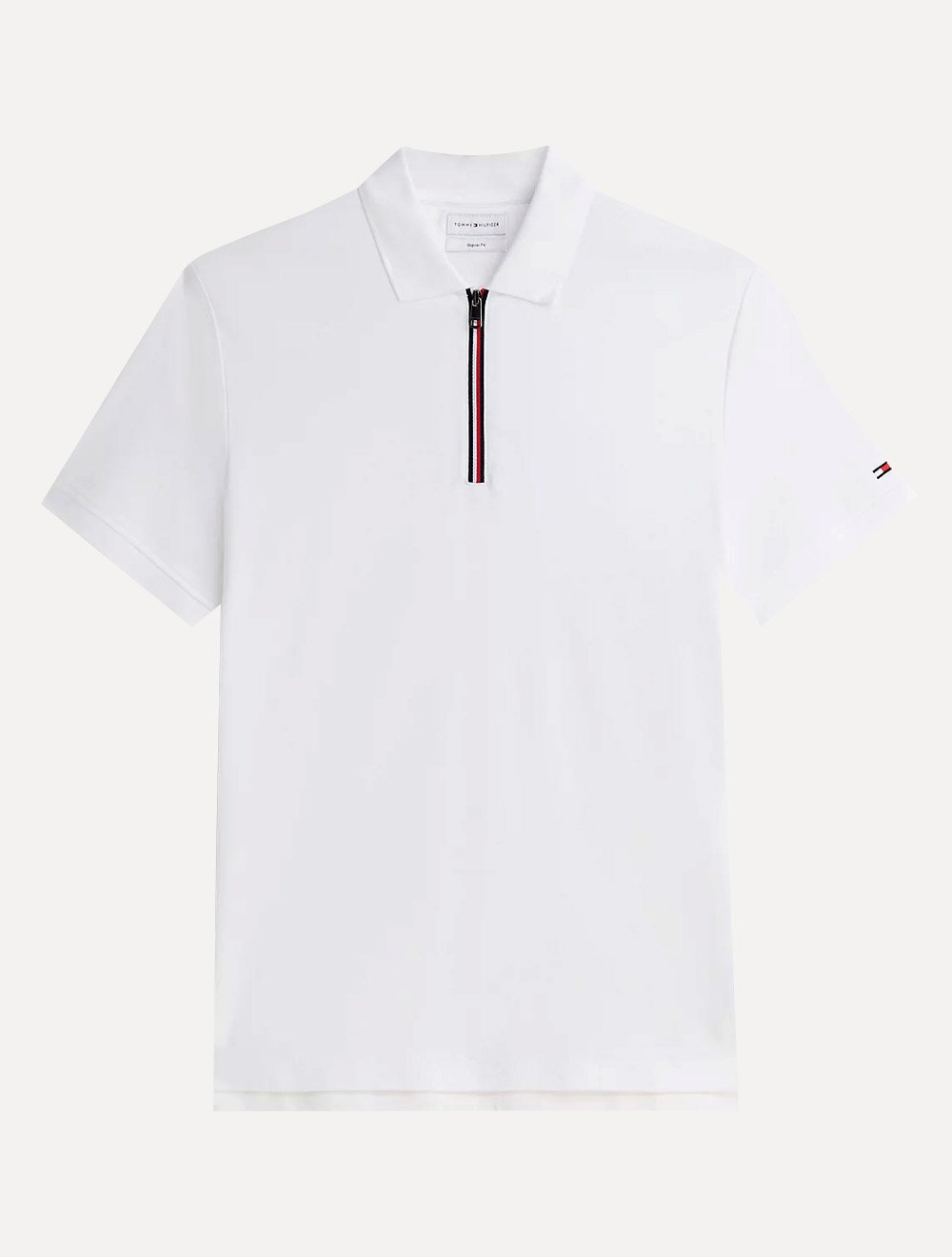 Polo Tommy Hilfiger Masculina Malha Liquid Cotton Zip Branca