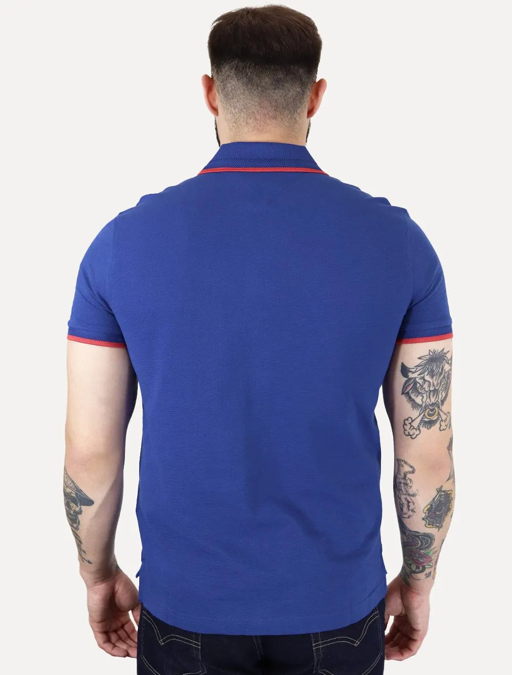 Polo Tommy Hilfiger Masculina Regular Holiday Crest Azul Royal