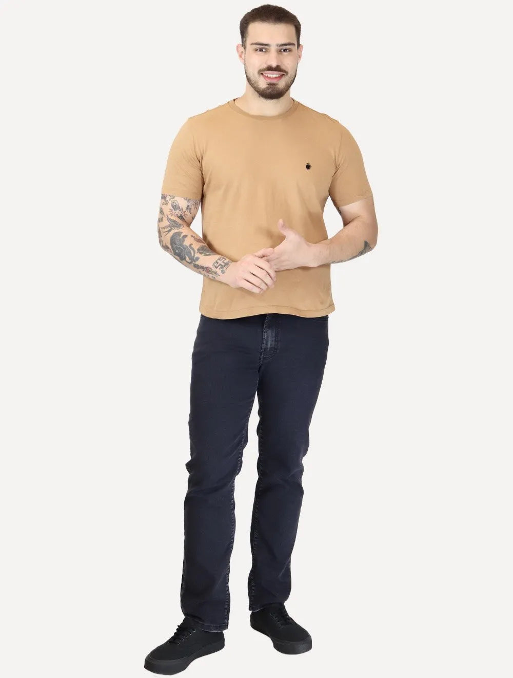 Camiseta Von der Volke Masculina Origineel Velvet Dark Lion Cáqui