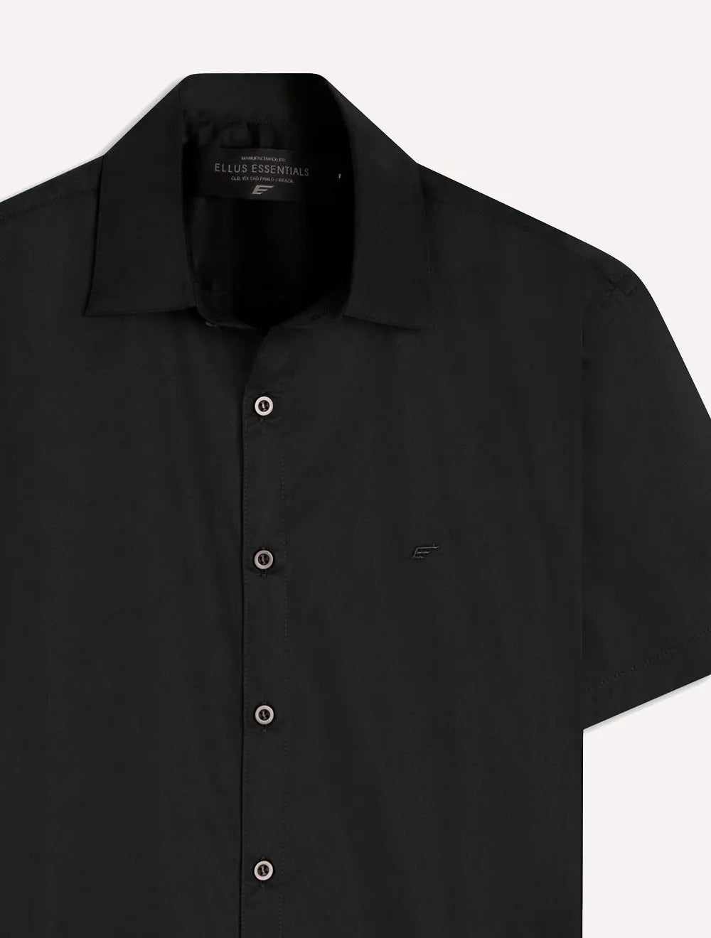 Camisa Ellus Masculina Manga Curta Tricoline LY Classic Italian Preta.