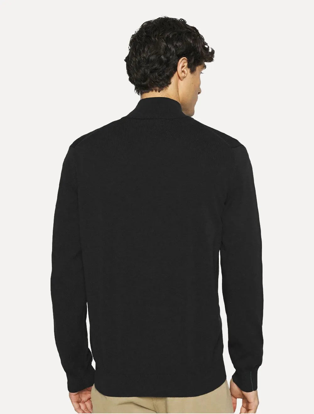 Suéter Lacoste Masculino Classic Zip Gola Alta Logo Preto