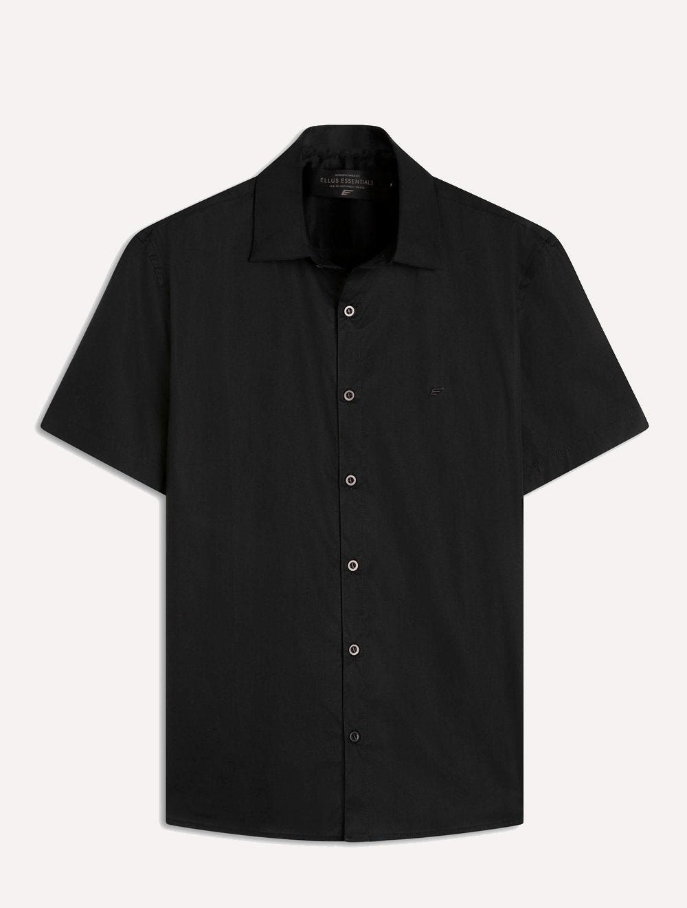 Camisa Ellus Masculina Manga Curta Tricoline LY Classic Italian Preta.