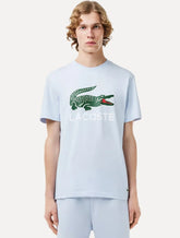 Camiseta Lacoste Masculina Jersey Croco Signature Logo Azul Claro