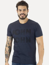 Camiseta John John Masculina Logo Blur Azul Marinho