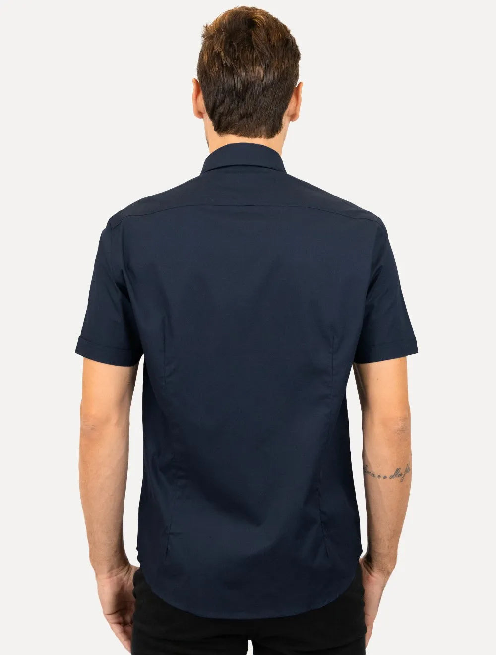 Camisa Aramis Masculina Manga Curta Regular Tricoline Stretch Marinho