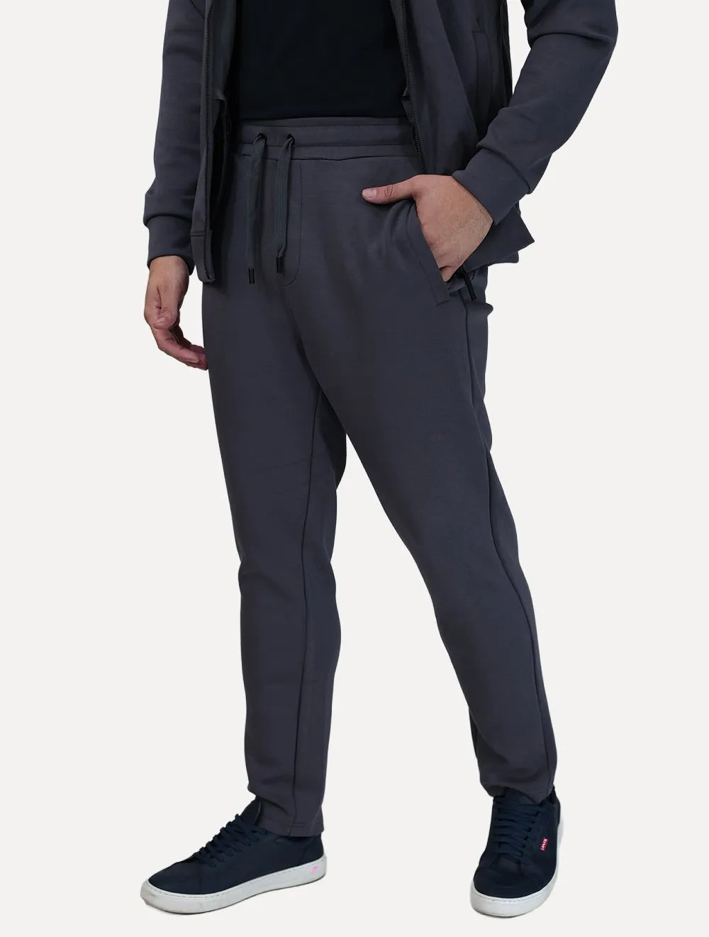 Conjunto Dixen Agasalho Moletom Jaqueta com Zíper Capuz Cinza