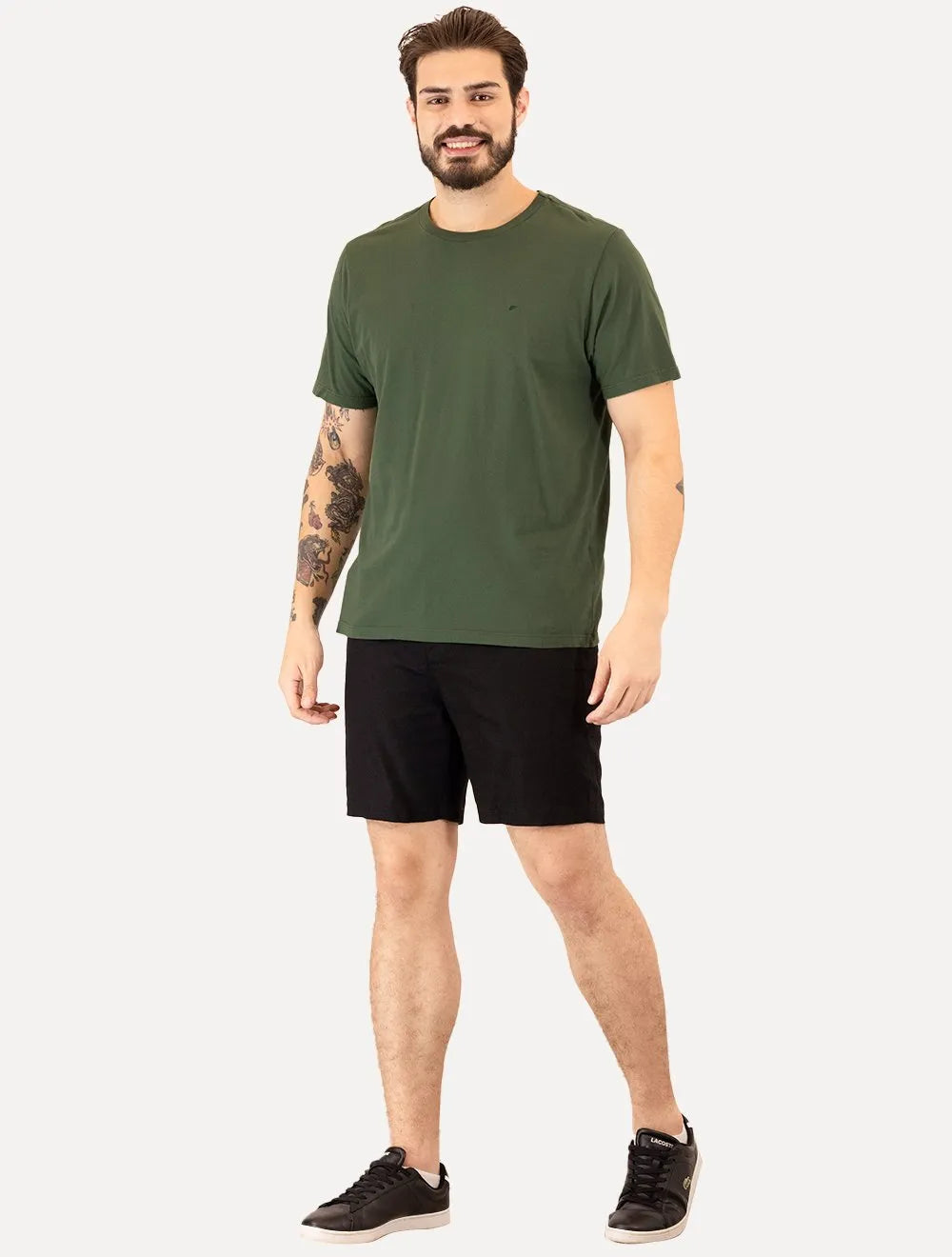 Camiseta Ellus Masculina Cotton Fine Classic Logo Verde Escuro