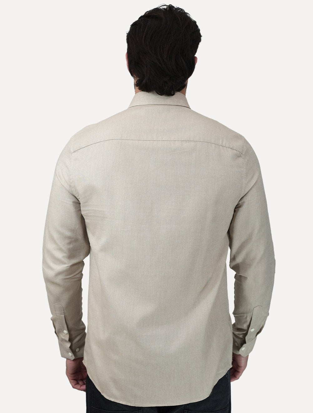 Camisa Calvin Klein Jeans Masculina Regular Oxford Leve Logo Cáqui Claro