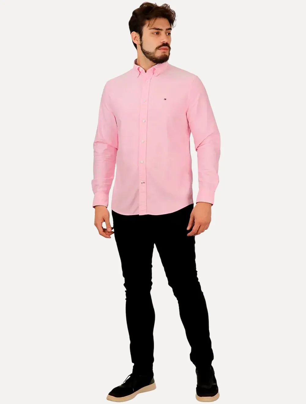 Camisa Tommy Hilfiger Masculina Regular Core Flex Poplin Rosa