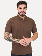 Polo K&J Black Masculina Premium Flex Slim Marron