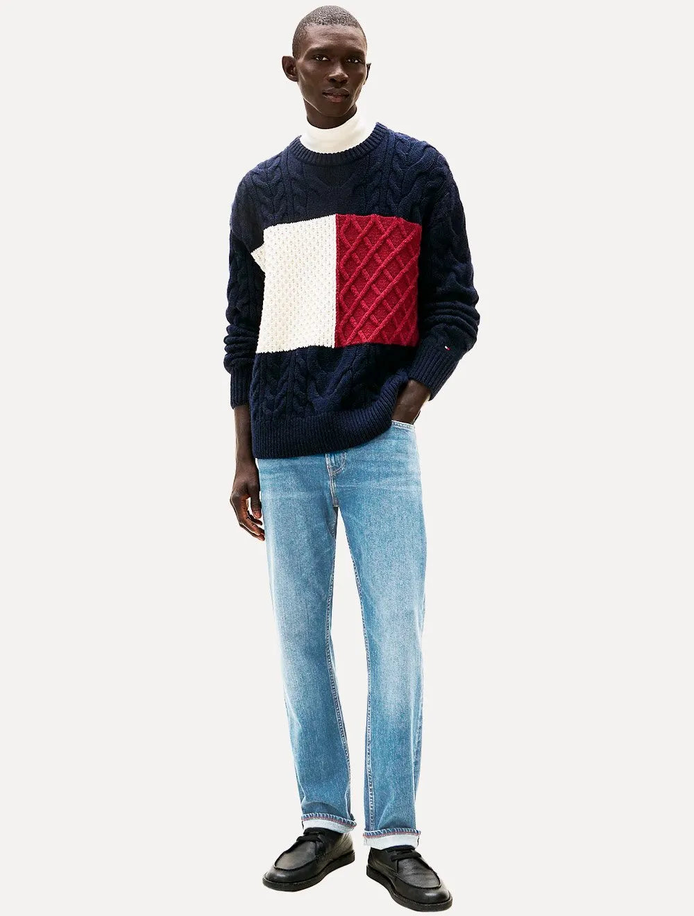 Calça Tommy Hilfiger Jeans Masculina Straight Denton Heron Blue Azul Clara