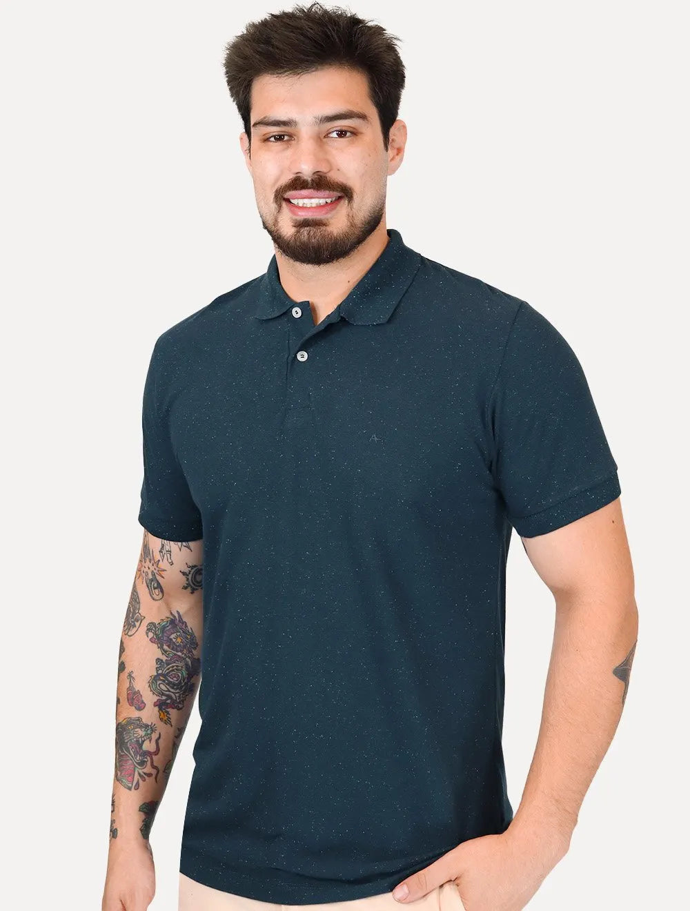 Polo Aramis Masculina Piquet Botone Mono Logo Azul Marinho