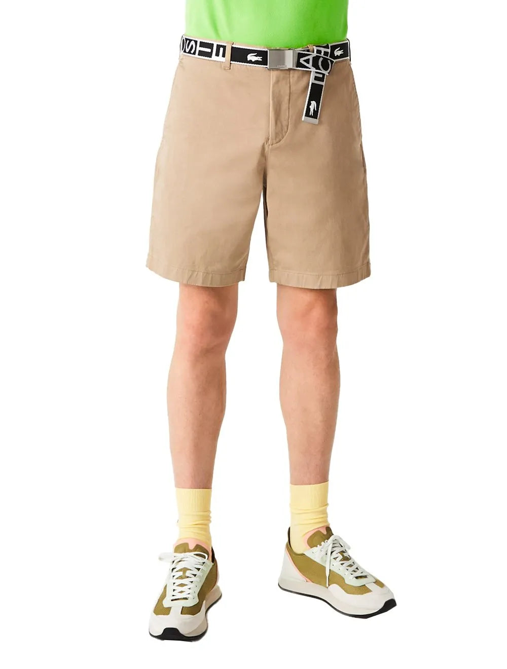 Bermuda Lacoste Masculina Sarja Regular Cotton Stretch Cáqui