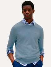 Suéter Tommy Hilfiger Masculino Crewneck Essential Cotton Azul Médio