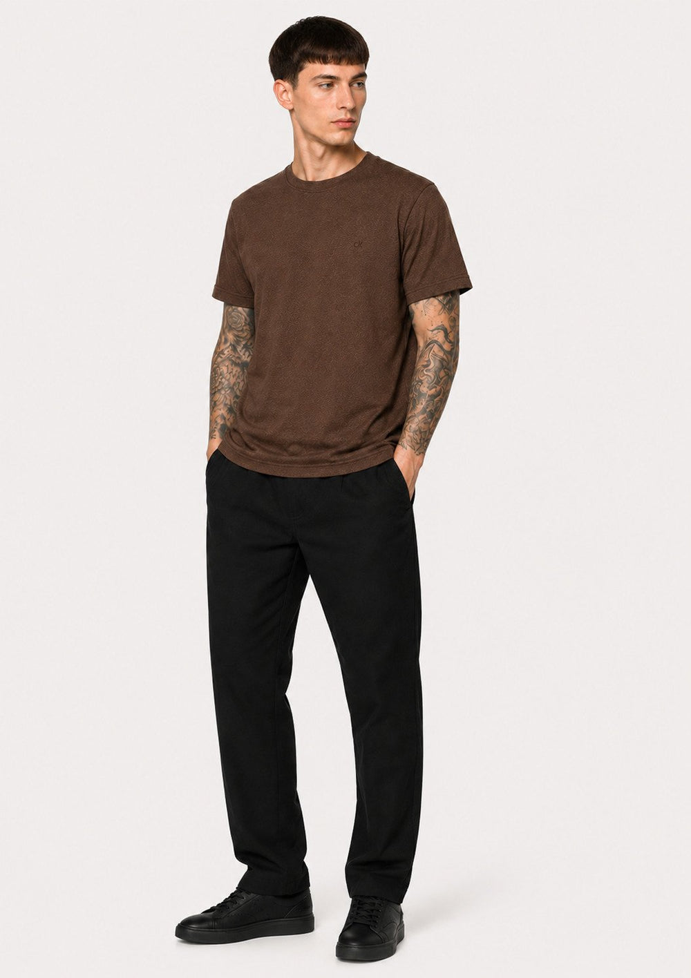 Camiseta Calvin Klein Masculina Meia Malha Basica CK Marrom