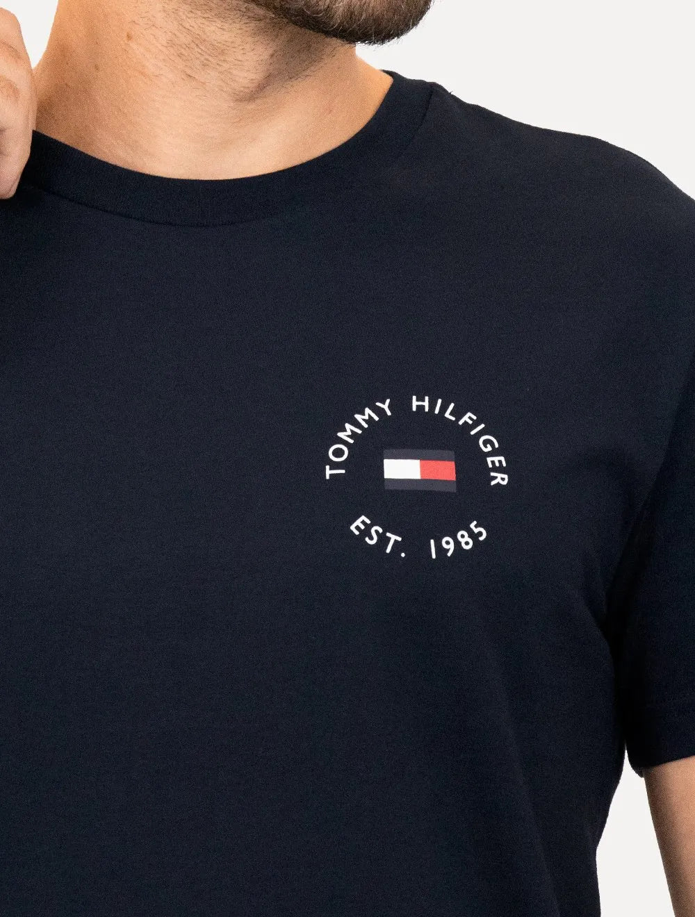 Camiseta Tommy Hilfiger Masculina Roundle Logo Chest Azul Marinho