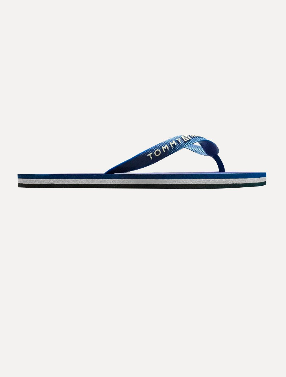 Chinelo Tommy Hilfiger Strips Rubber Beach Azul/Branco/Azul Escuro