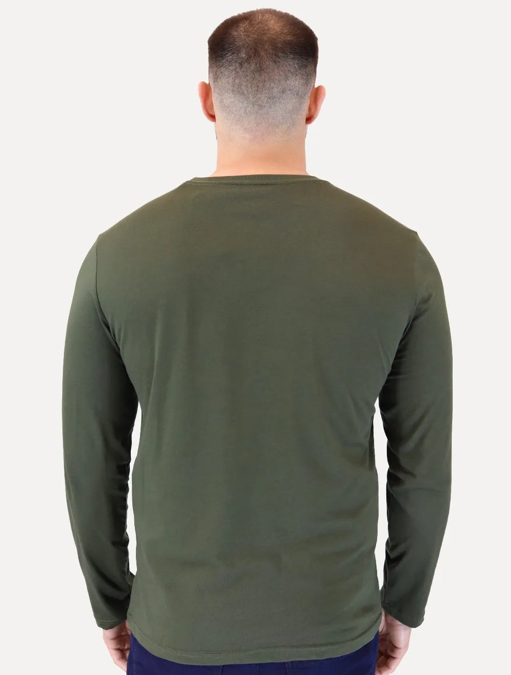 Camiseta Calvin Klein Jeans Masculina Manga Longa Rubber CK Frontal Verde Militar