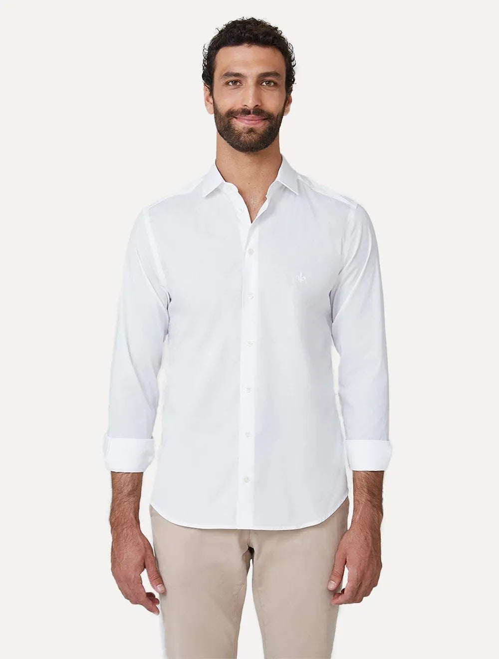 Camisa Dudalina Masculina Milano Tricoline Lisa Stretch Branca