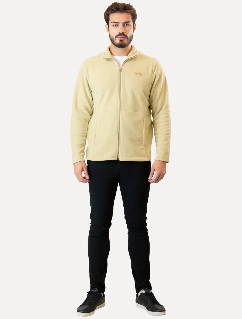 Blusa The North Face Masculina Fleece TKA 100 Glacier Full Zip Cáqui Claro