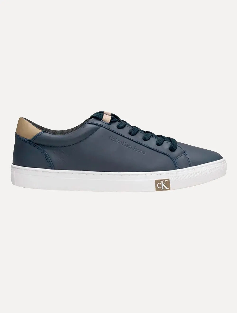 Tênis Calvin Klein Jeans Masculino Couro Project Queima Cáqui/Marinho