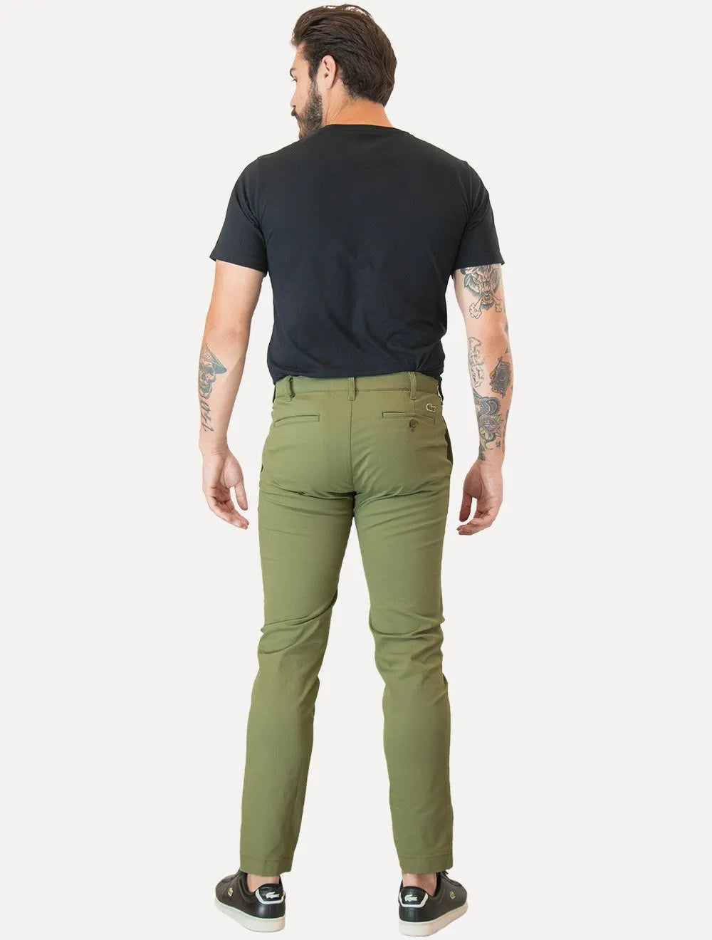 Calça Lacoste Masculina Sarja Chino Slim Fit New Classic Verde Militar