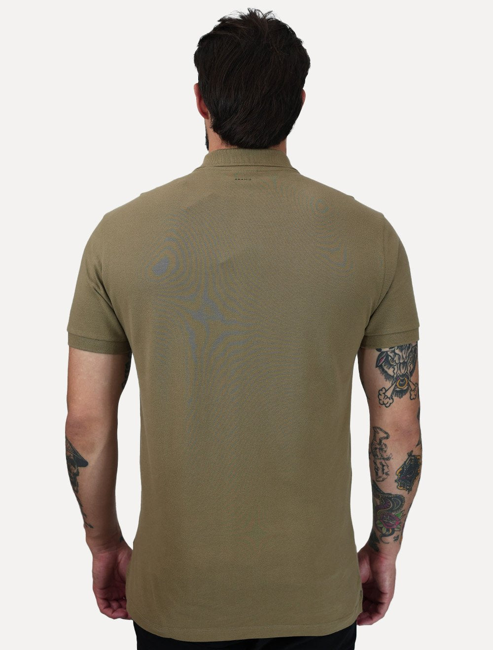 Polo Aramis Masculina Regular Basic Piquet Mono Logo Cáqui Medio