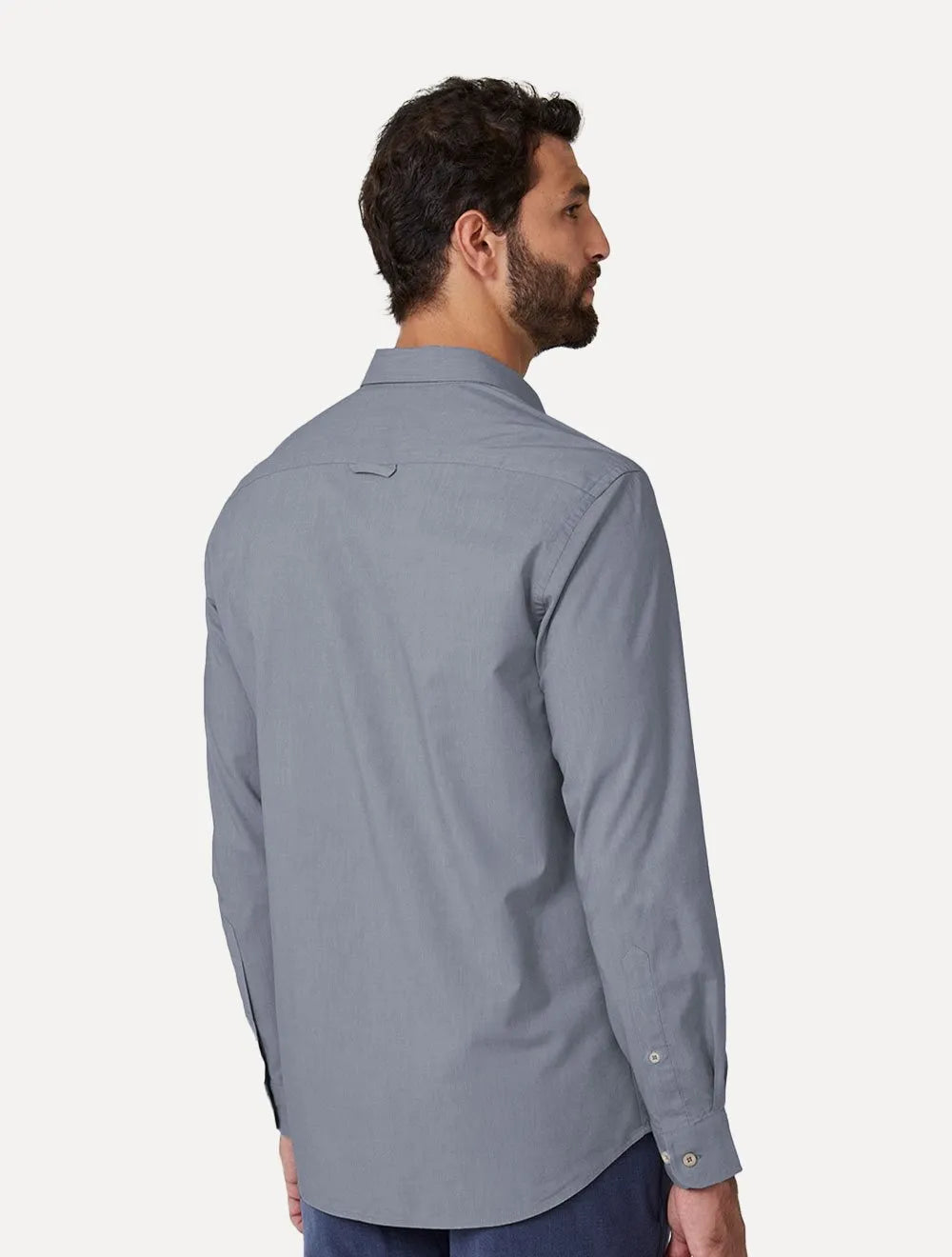 Camisa Dudalina Masculina Slim Lisa Azul Marinho Mescla