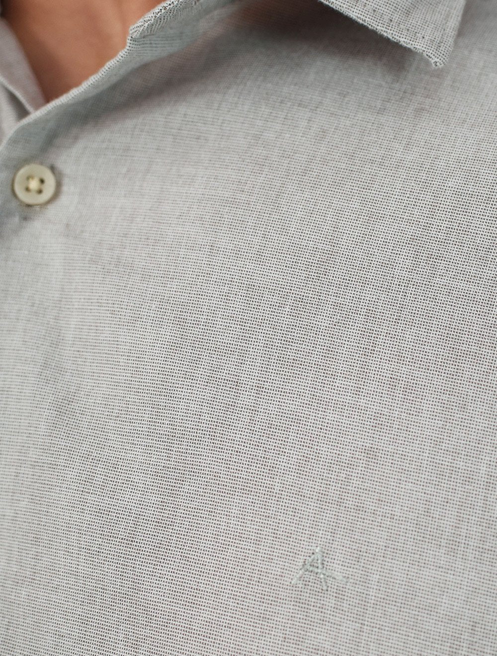 Camisa Aramis Masculina Slim Modal Linho Boa Vista Cáqui Claro