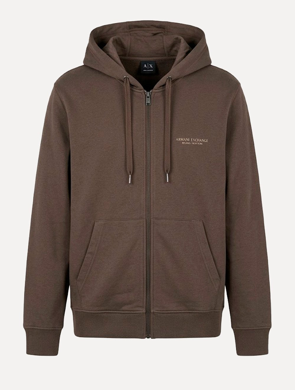 Moletom Armani Exchange Masculino Com Capuz Full Zip Subtle Logo Marrom