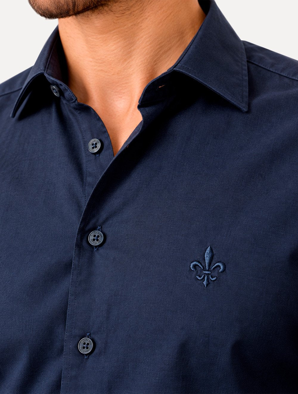 Camisa Dudalina Masculina Slim Superfine Cotton Light Lisa Azul Escuro