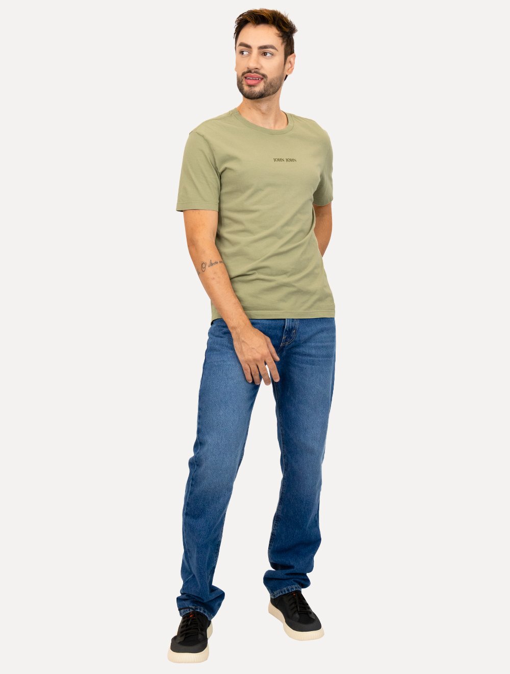 Camiseta John John Masculina Regular Clean Graphic Verde Médio