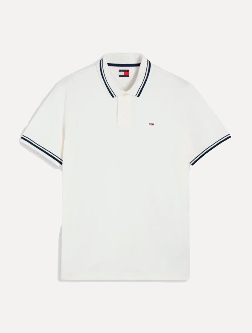 Camisa Polo Tommy Jeans Masculina Piquet Regular Tipped Branca