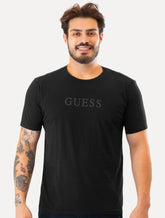 Camiseta Guess Masculina Grey Silk Logo Preta