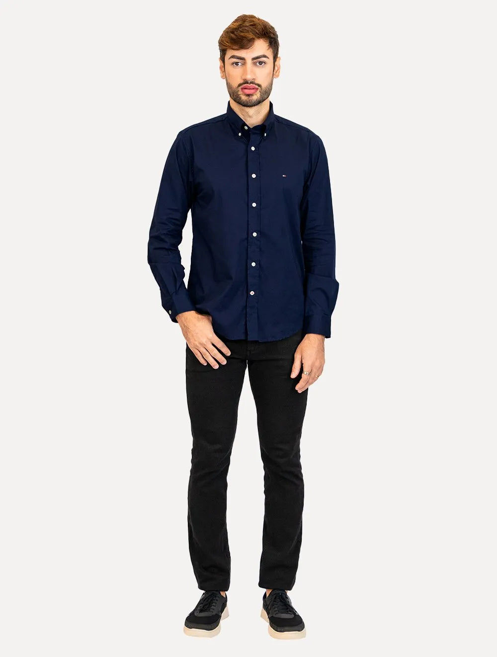 Camisa Tommy Hilfiger Masculina Regular Core Flex Poplin Azul Marinho