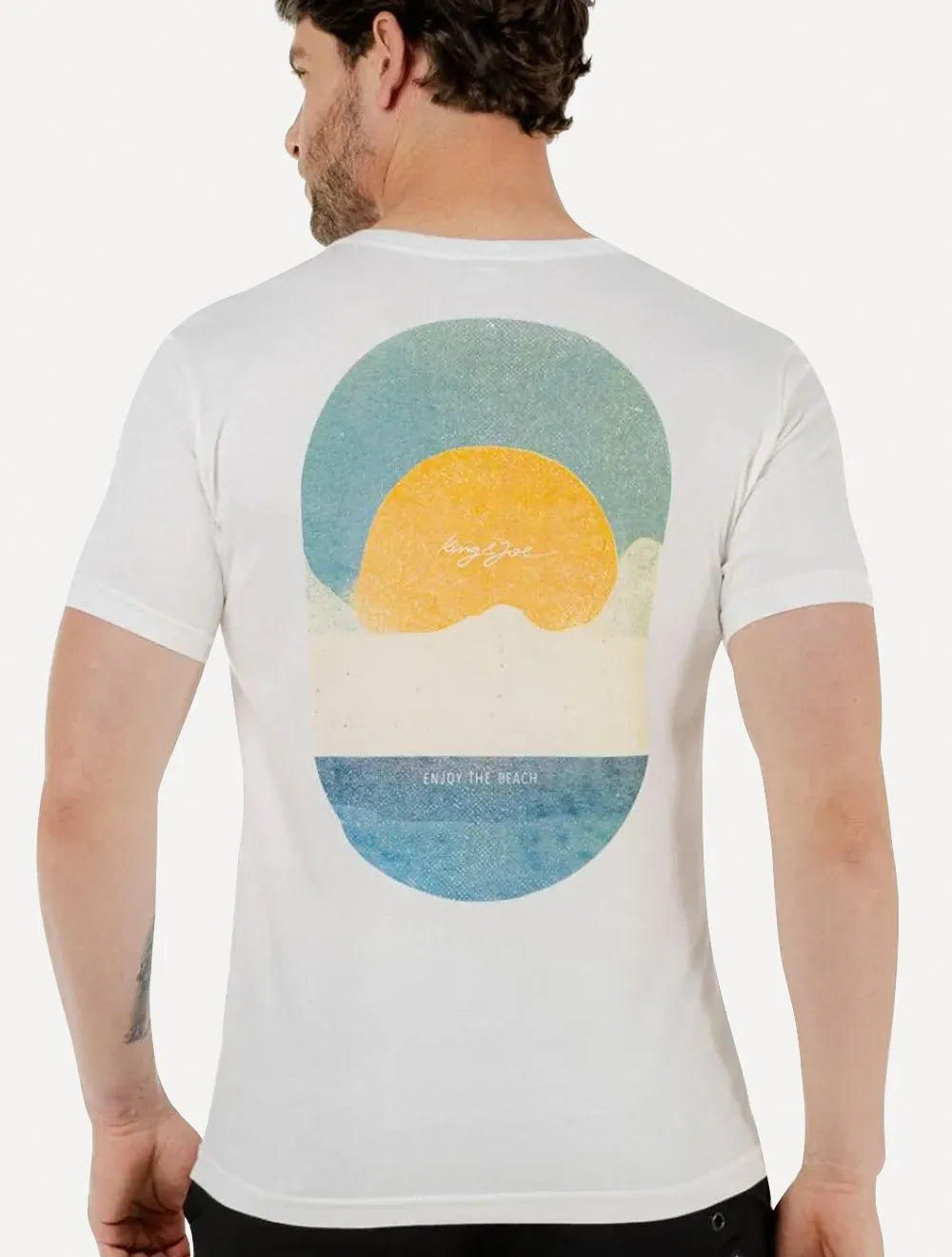 Camiseta King & Joe Masculina Slim Praia Costas Off-White