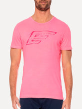 Camiseta Ellus Masculina Cotton Fine Maxi Splash Logo Neon Rosa
