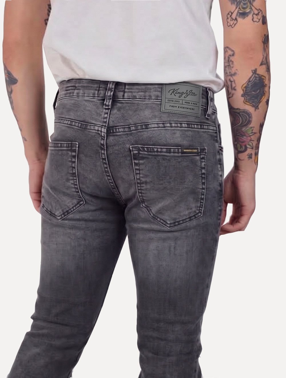 Calça King & Joe Jeans Masculina Slim Flex Black Cinza