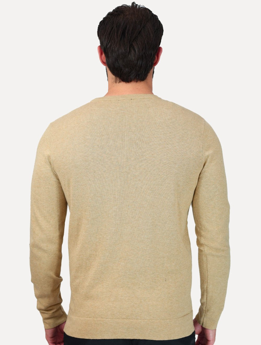 Blusa Aramis Masculina Tricot Gola Careca Cáqui