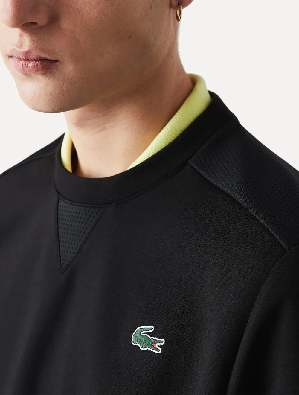 Moletom Lacoste Masculino Crewneck Sport Mesh Panels Preto