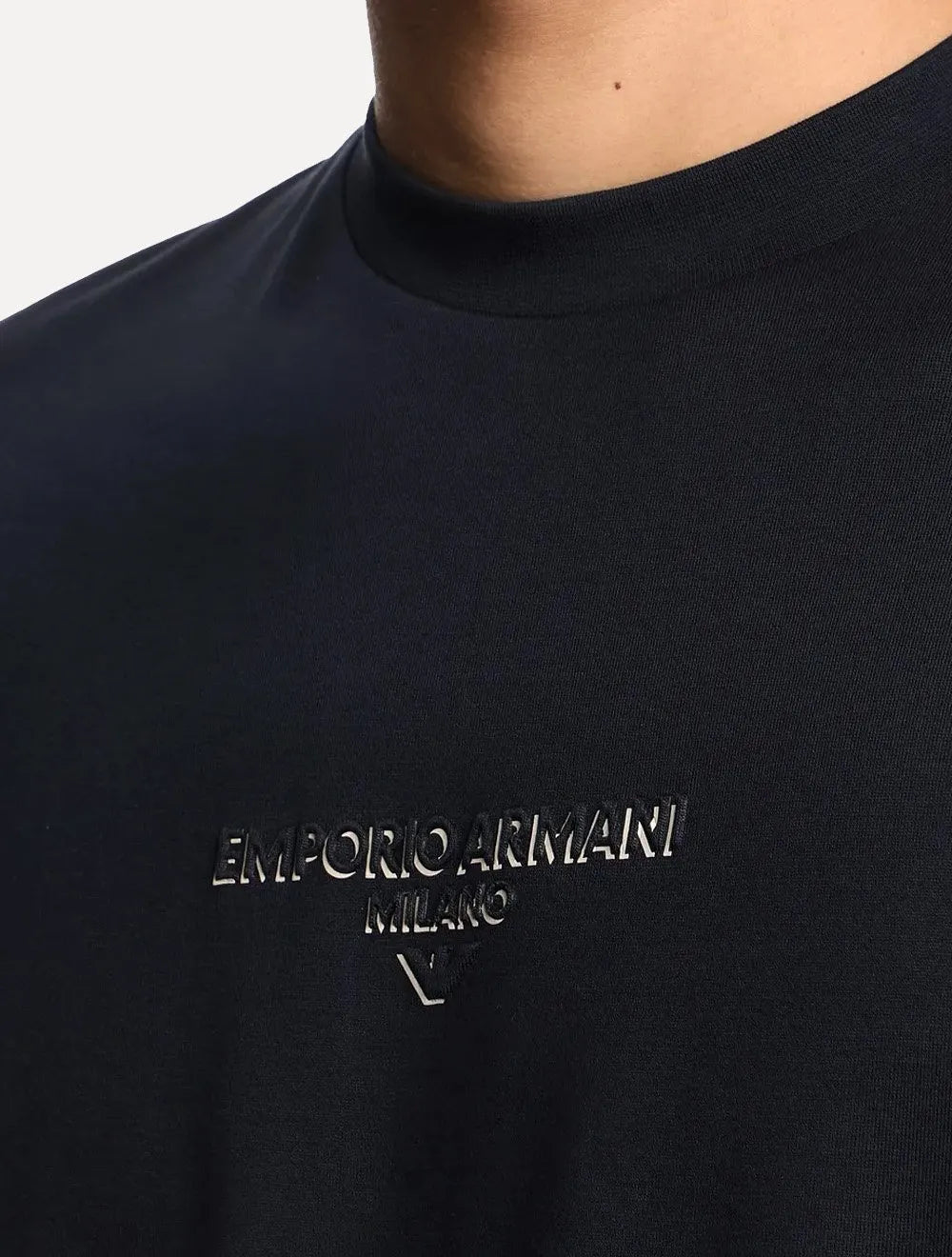 Camiseta Empório Armani Masculina Jersey Logo Chest Azul Marinho