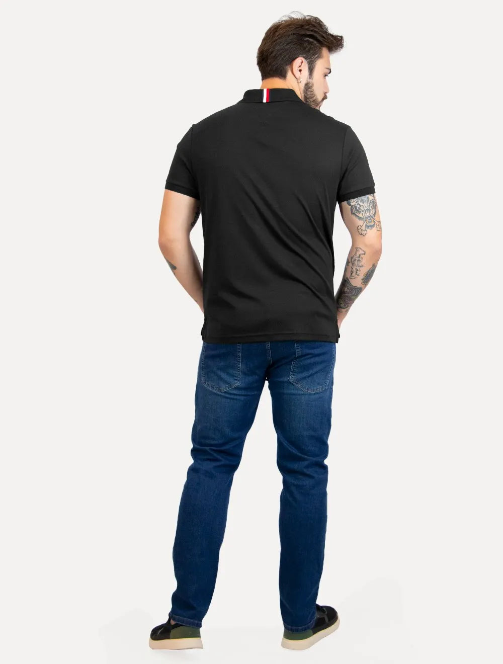 Polo Tommy Hilfiger Masculina Malha Liquid Cotton Essential Preta