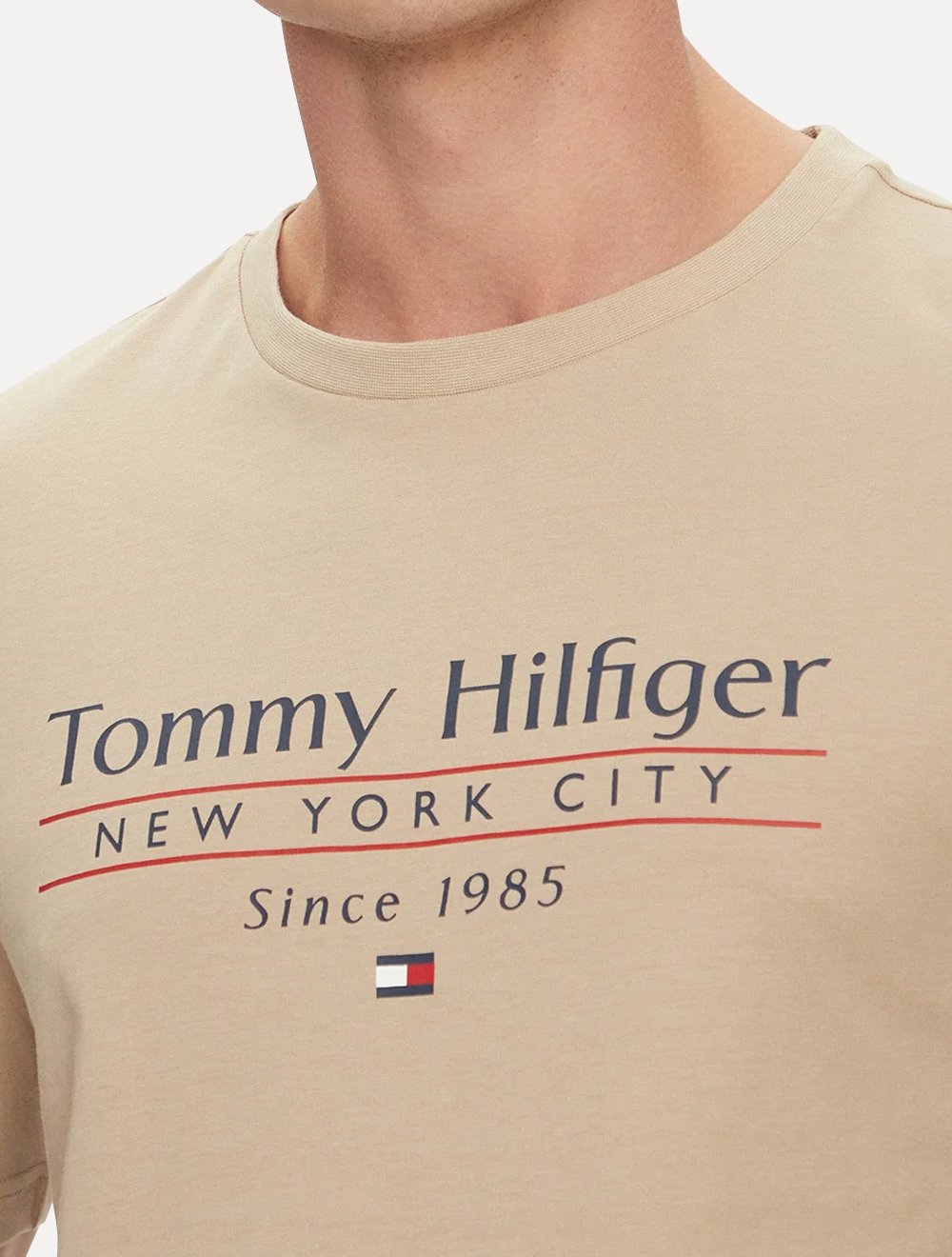 Camiseta Tommy Hilfiger Masculina Center Stack Cáqui