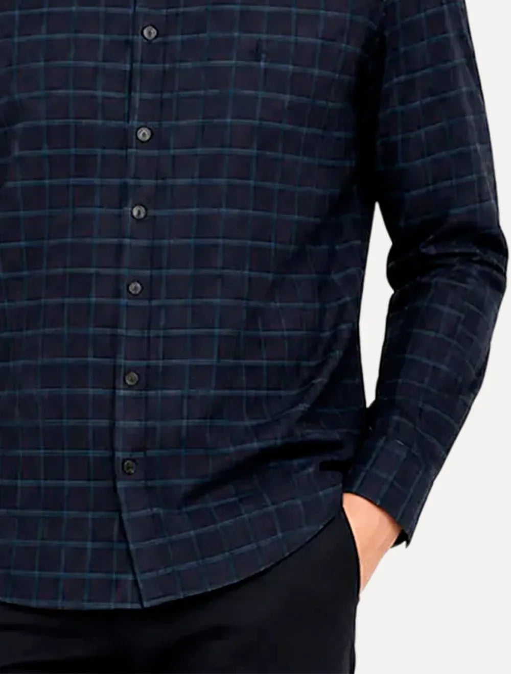 Camisa Dudalina Masculina Comfort Superfine Cotton Xadrez Azul Marinho