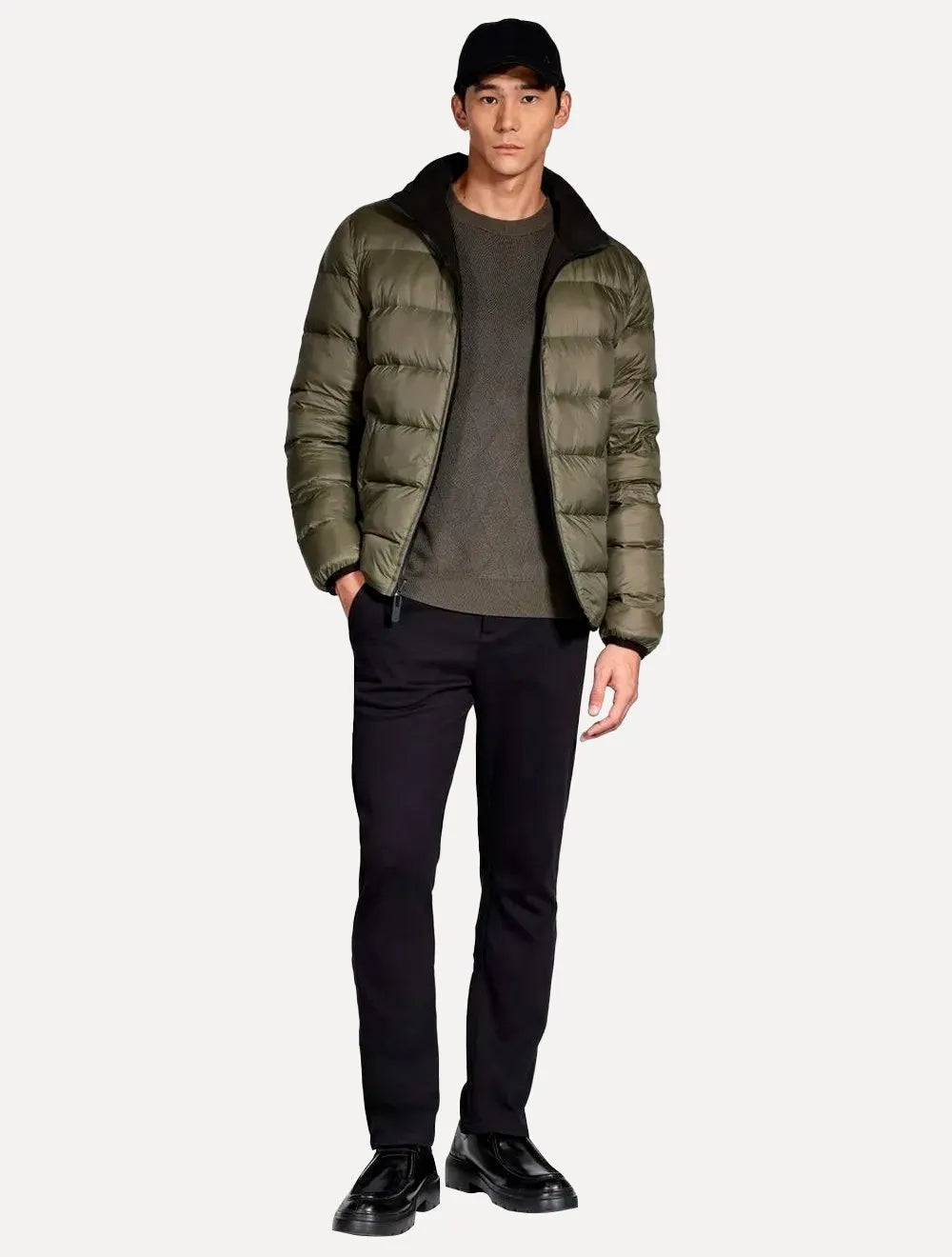Jaqueta Aramis Masculina Nylon Dupla Face Green Puffer Preta