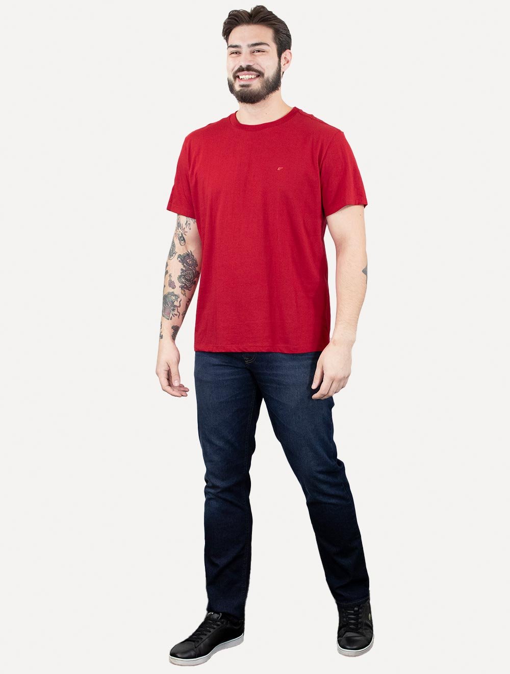 Camiseta Ellus Masculina Cotton Fine Easa Duocolor Vermelha