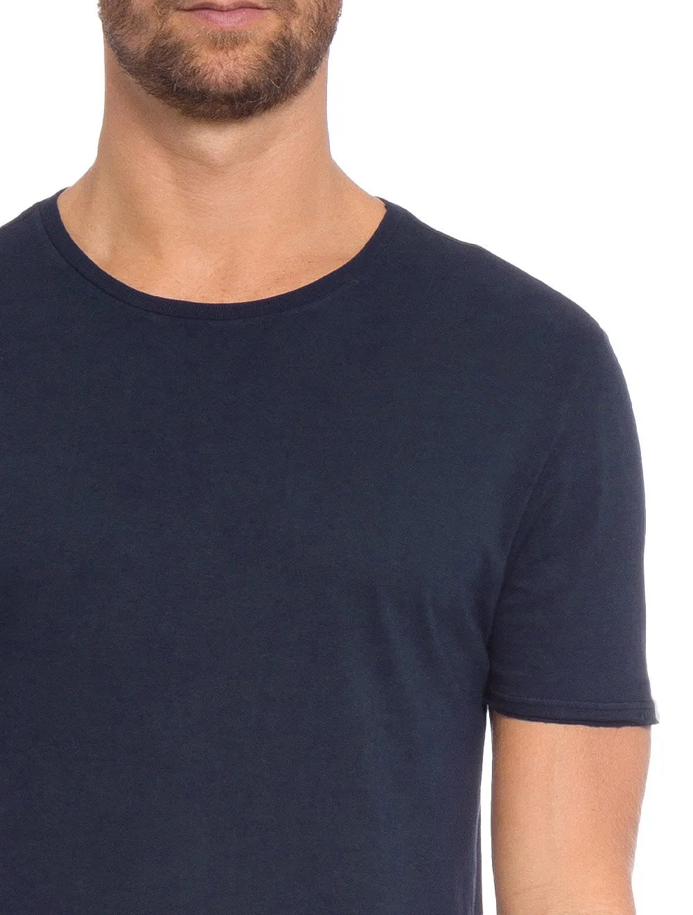 Camiseta Replay Masculina Basic Crewneck Logo Azul Marinho