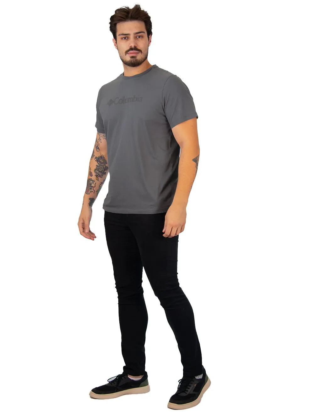 Camiseta Columbia Masculina Regular Logo Branded Shadow Cinza Escuro